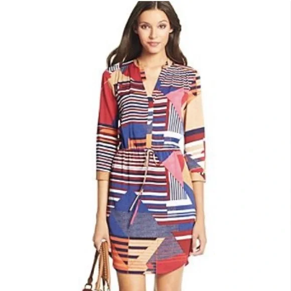 Diane Von Furstenberg Freya Silk Blend Colorful Abstract Shift Dress Women’s 8 - Picture 15 of 15